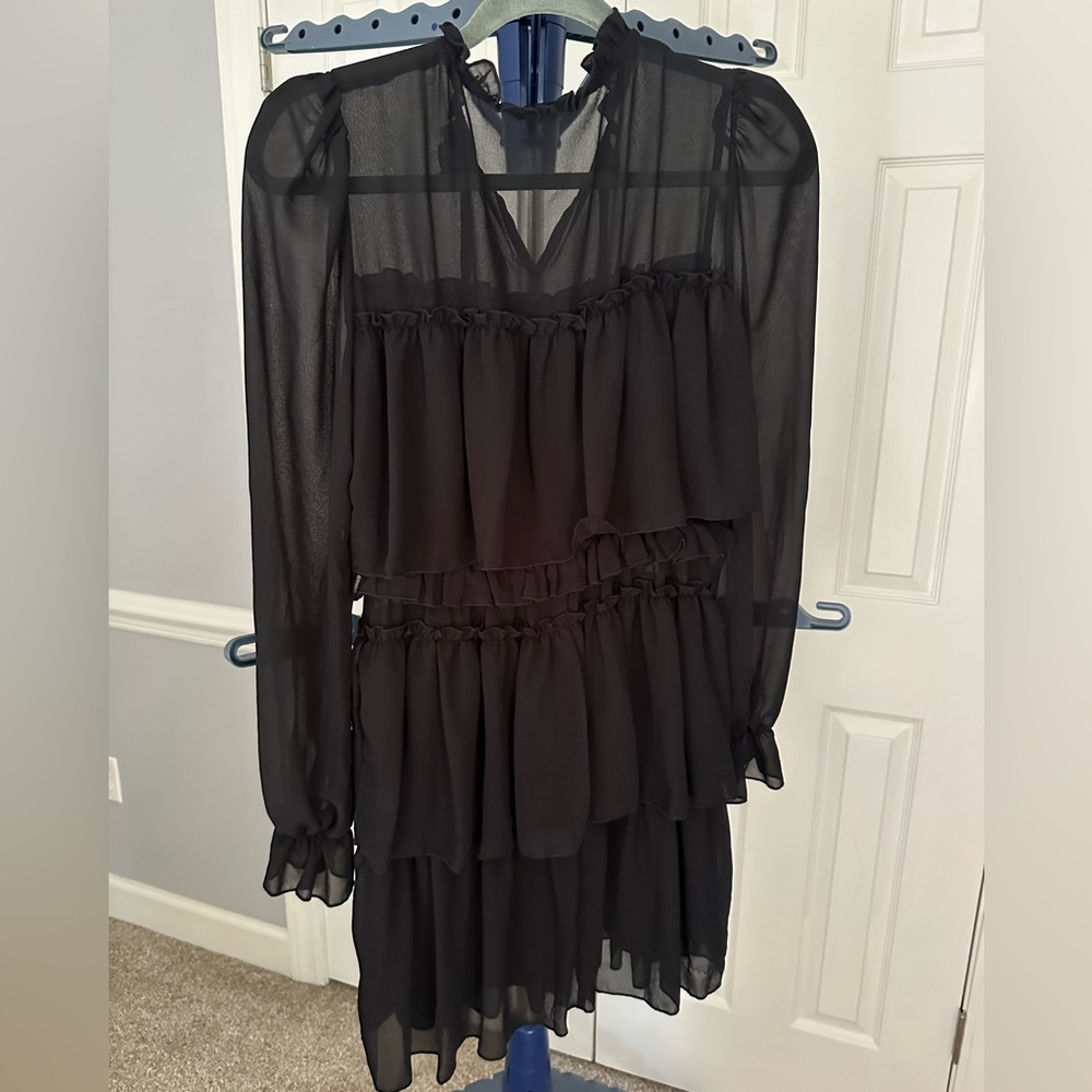Black long sleeve mini dress never worn size small
